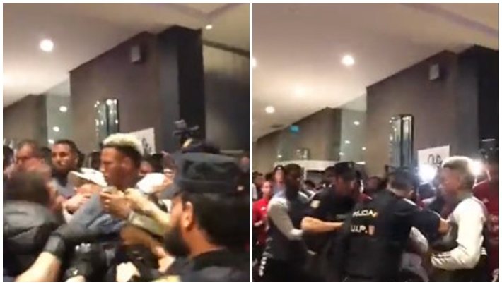 Os policiais entraram em conflito com os jogadores do Peru em um hotel na cidade de Madrid