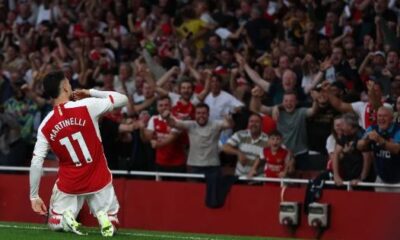 Atacante Gabriel Martinelli fez o único gol da vitória do Arsenal sobre os Citizens