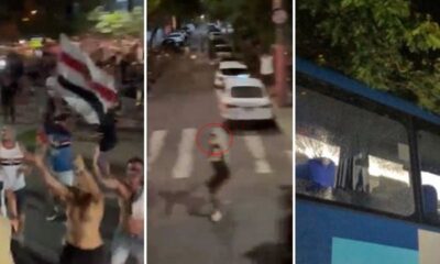 O veículo do Palmeiras passava em frente ao hotel onde o time do São Paulo está hospedado